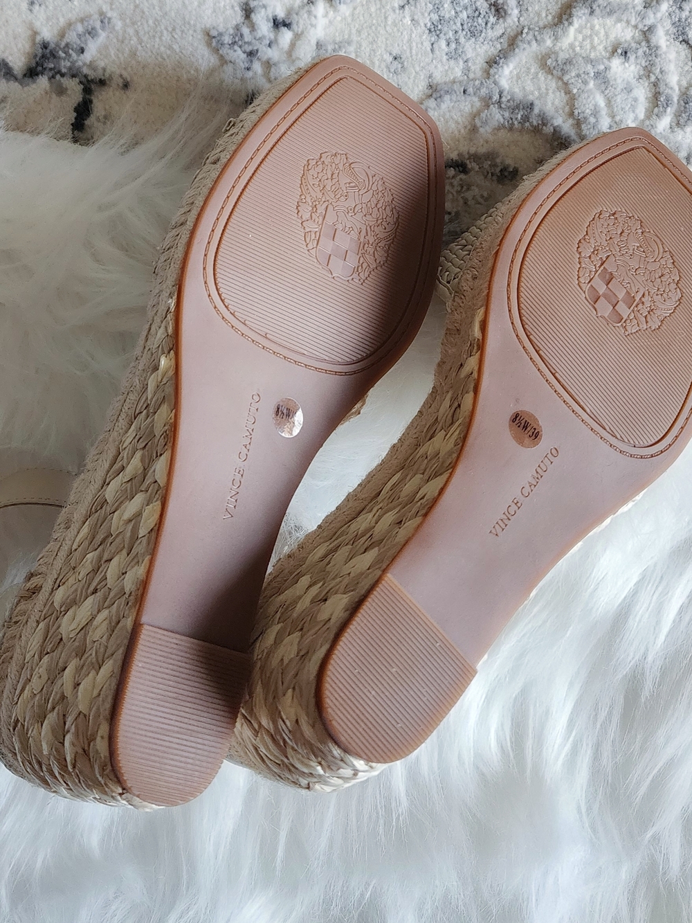 New Woven Espadrille Wedge Sandals - Cream Tan Heels 8.5 W - Picture 5 of 7